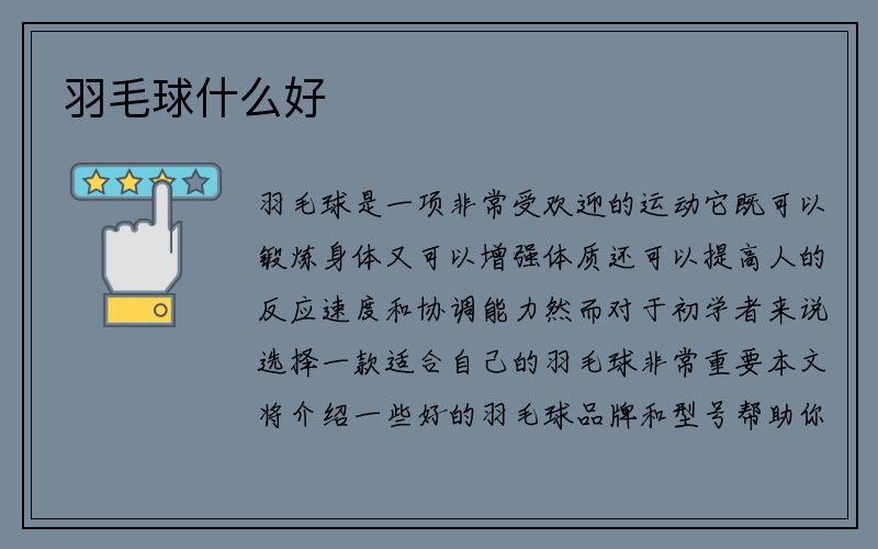 羽毛球什么好